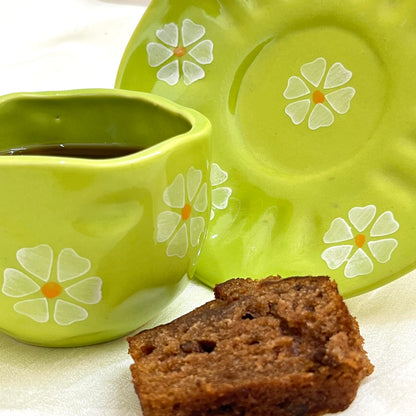 Green Daisy Mug with Saucer