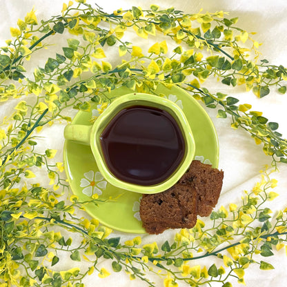 Green Daisy Mug with Saucer