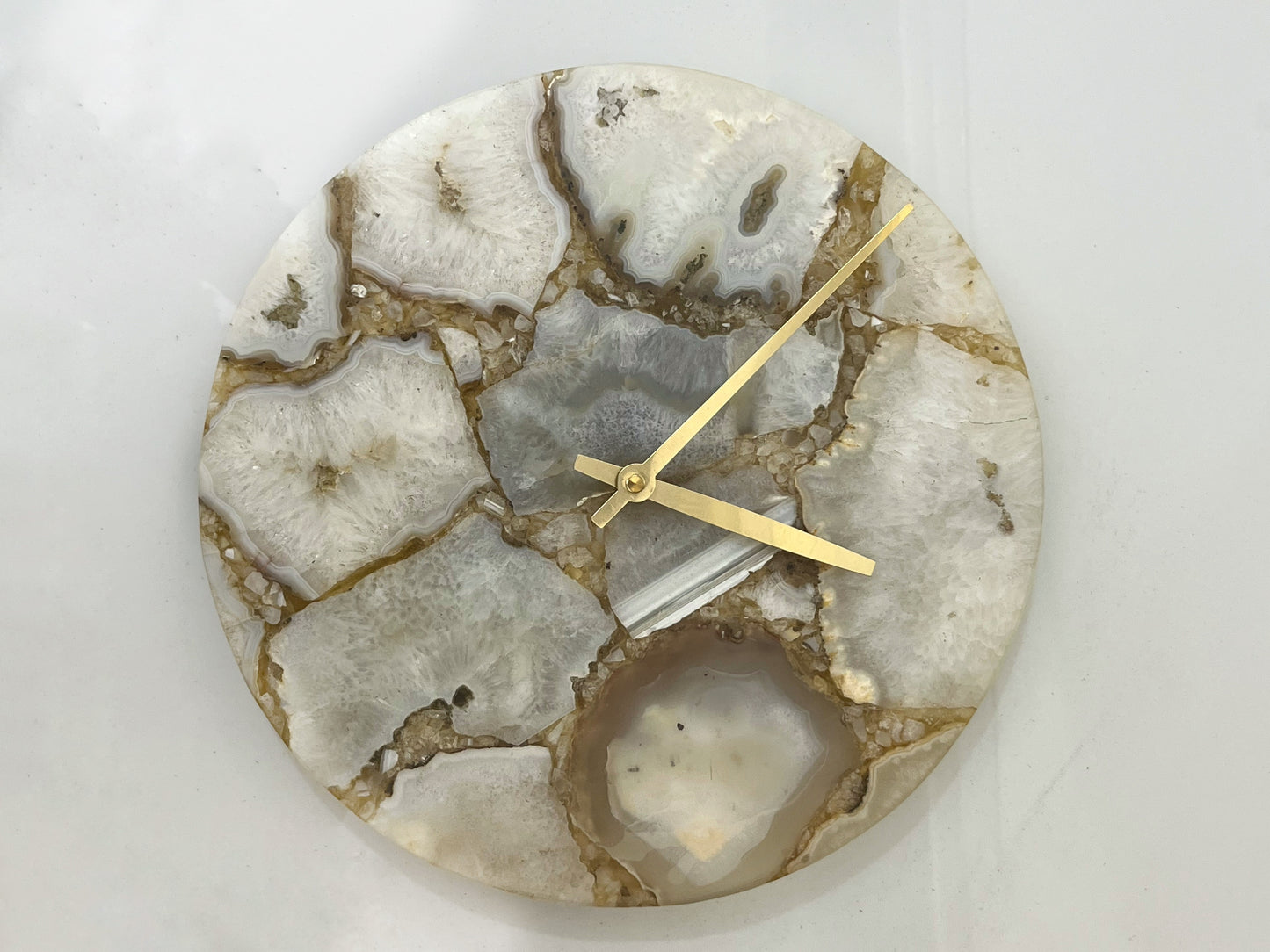 Agate Stone Wall Clock White