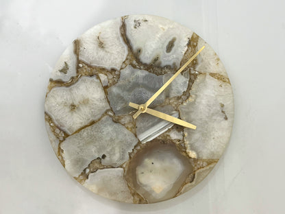 Agate Stone Wall Clock White