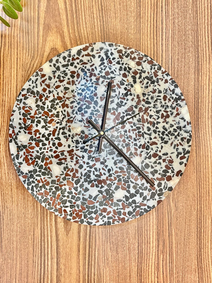 Brown Black Terrazo Wall Clock