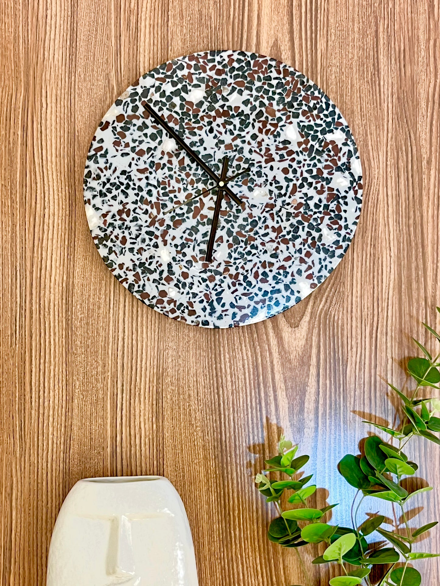 Brown Black Terrazo Wall Clock