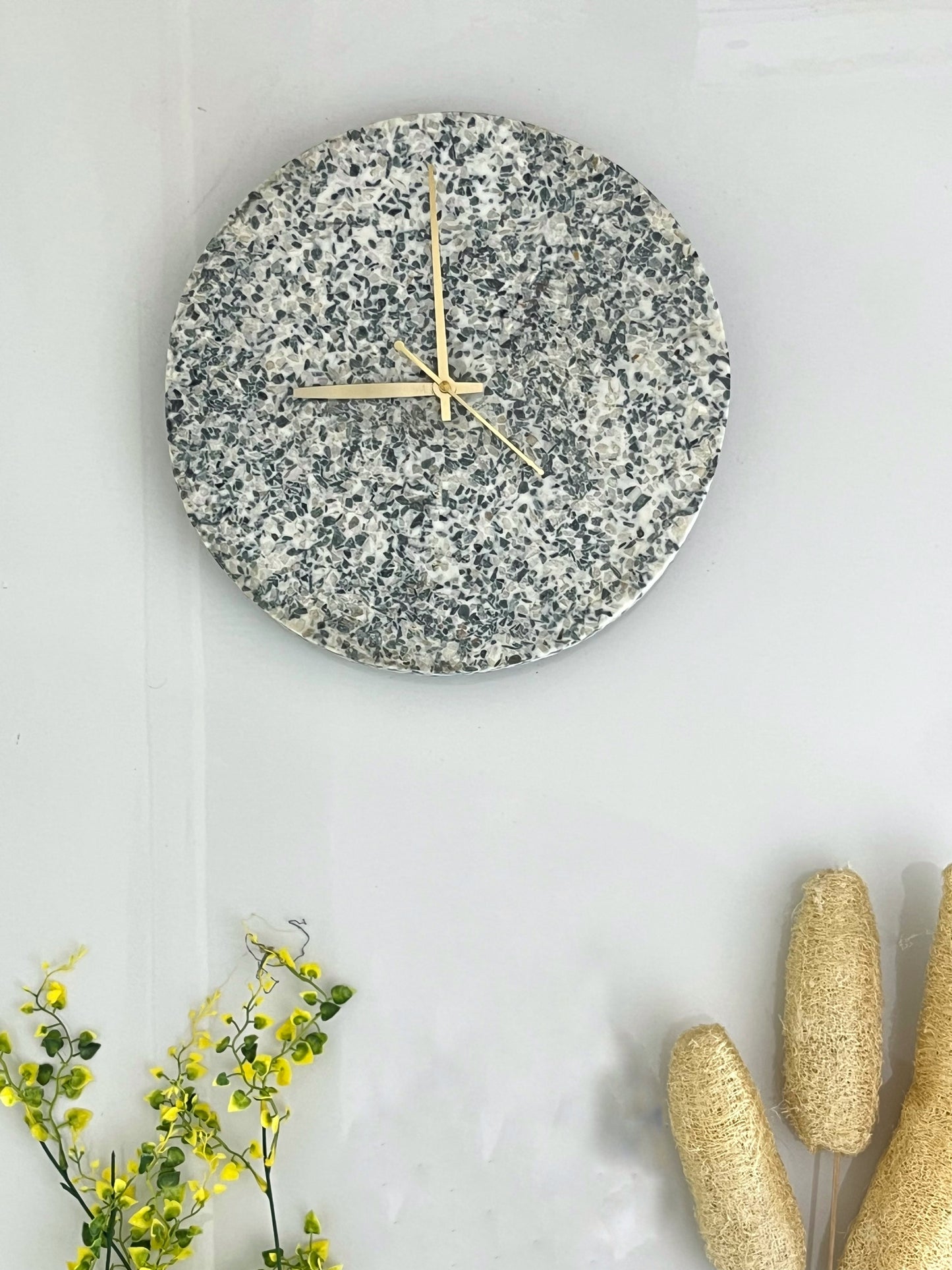 White and Black Terrazo Wall Clock