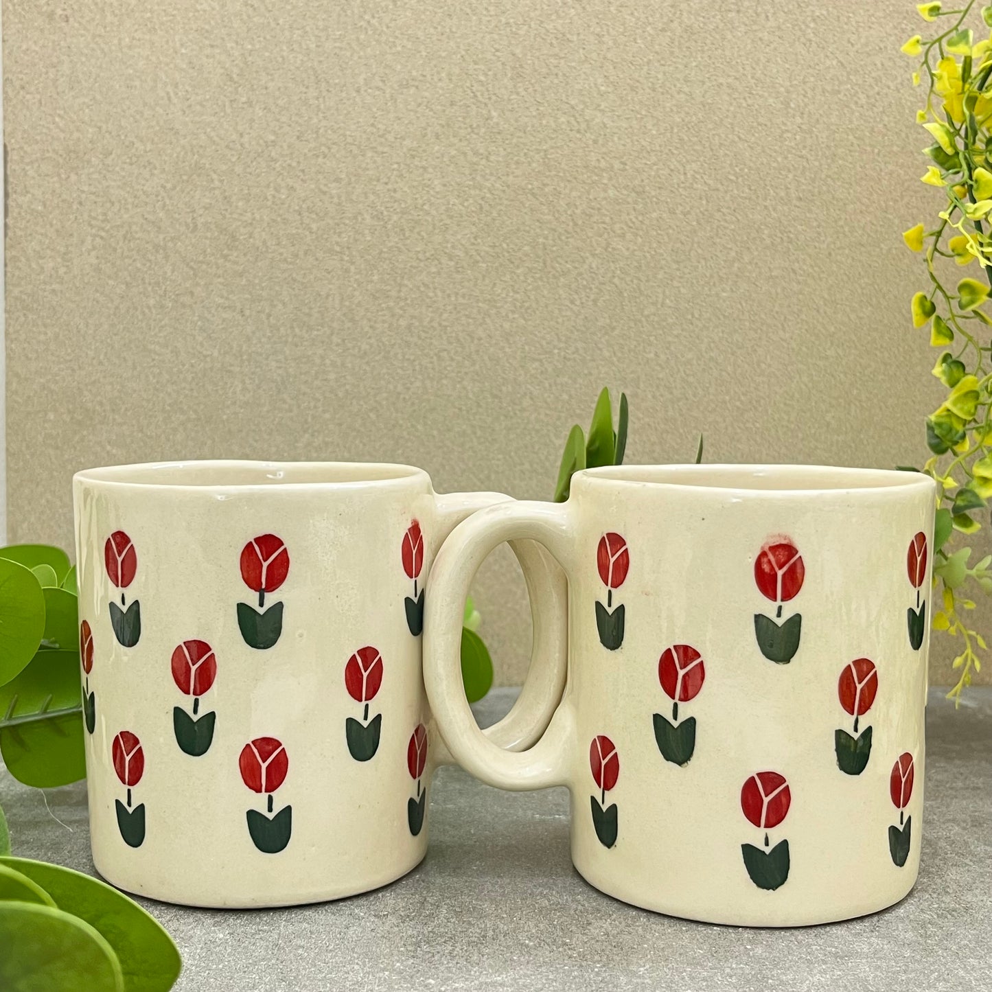 Tulip Ceramic Mugs Red