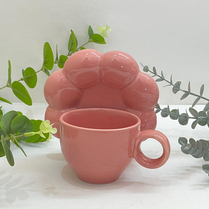 Bubbly- Ceramic Mug with Saucer Pink