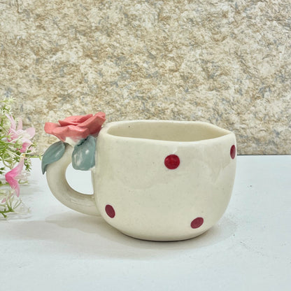 Ceramic Flower on Handle Mug