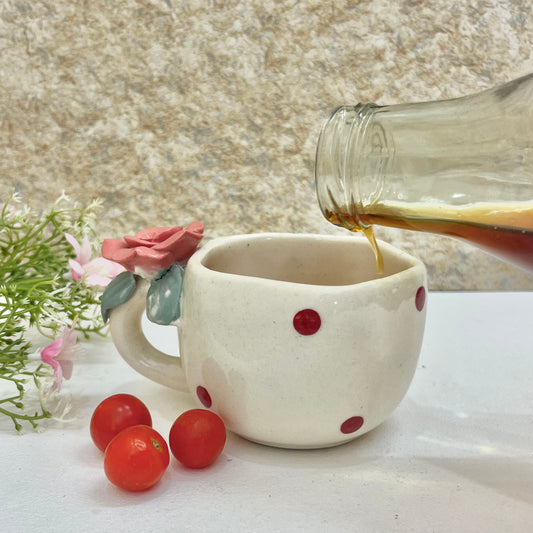 Ceramic Flower on Handle Mug