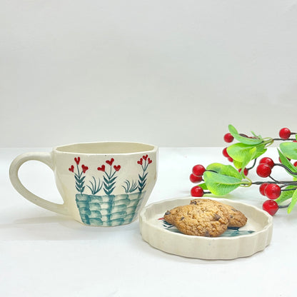 Cute Fields Ceramic Cup and Saucer